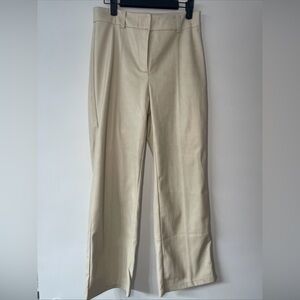 7 For All Mankind Faux Leather Wide Leg Pleated Pants- bone- small